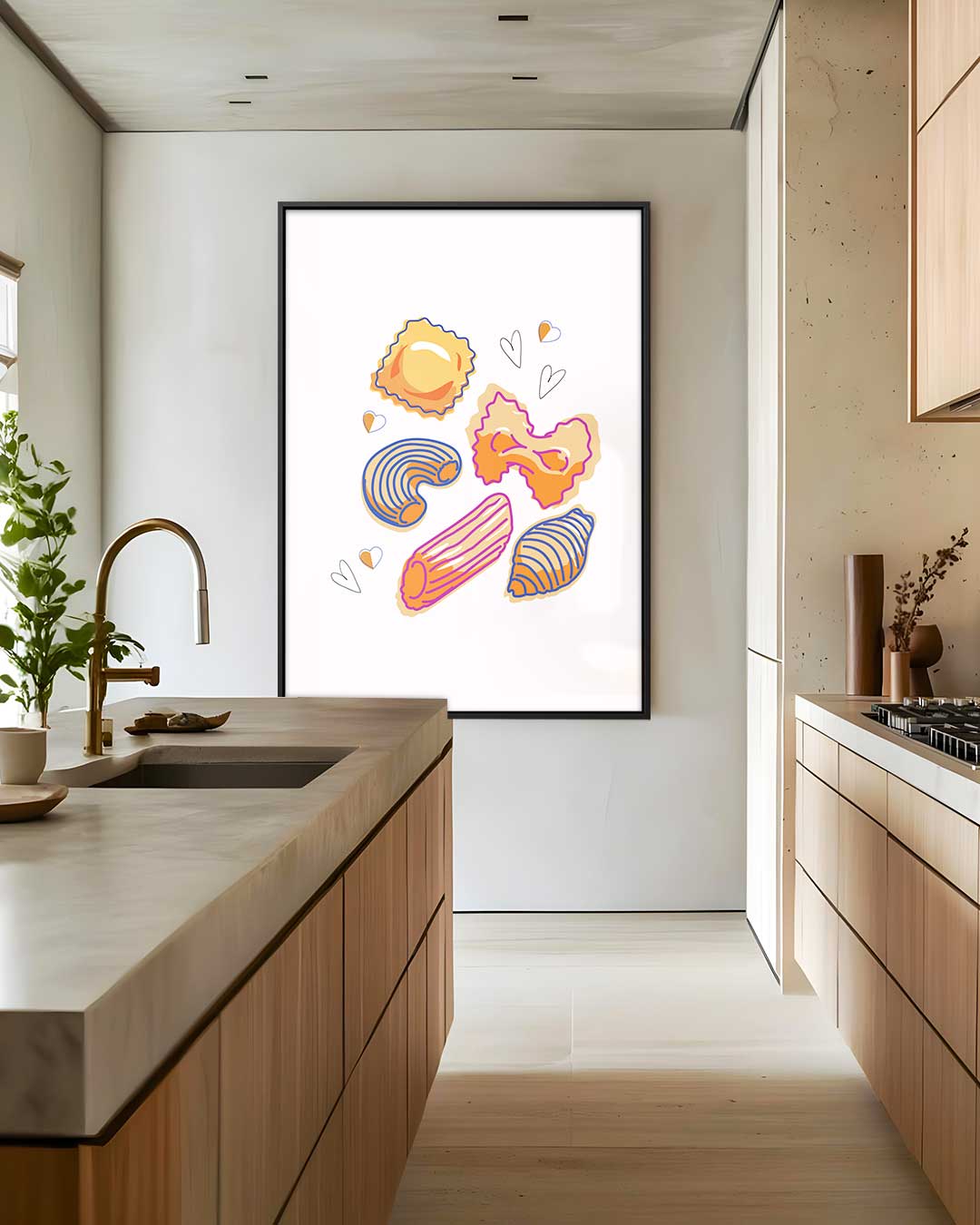Pastelprachtig Pasta-ontwerp – staand kunstwerk voor modern interieur