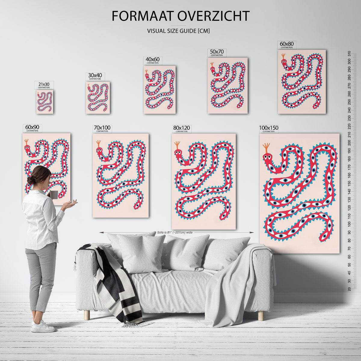 Slang met ogen – staande muurposter met Pop Art uitstraling