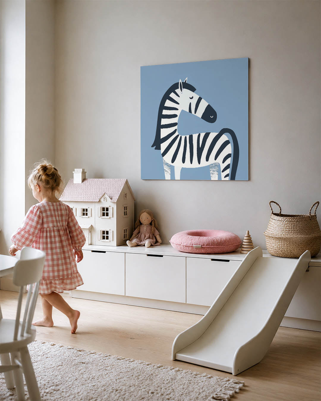 Gestileerde zebra illustratie kunstwerk – tweede productweergave – dit werk toont een gestileerde zebra met vloeiende lijnen