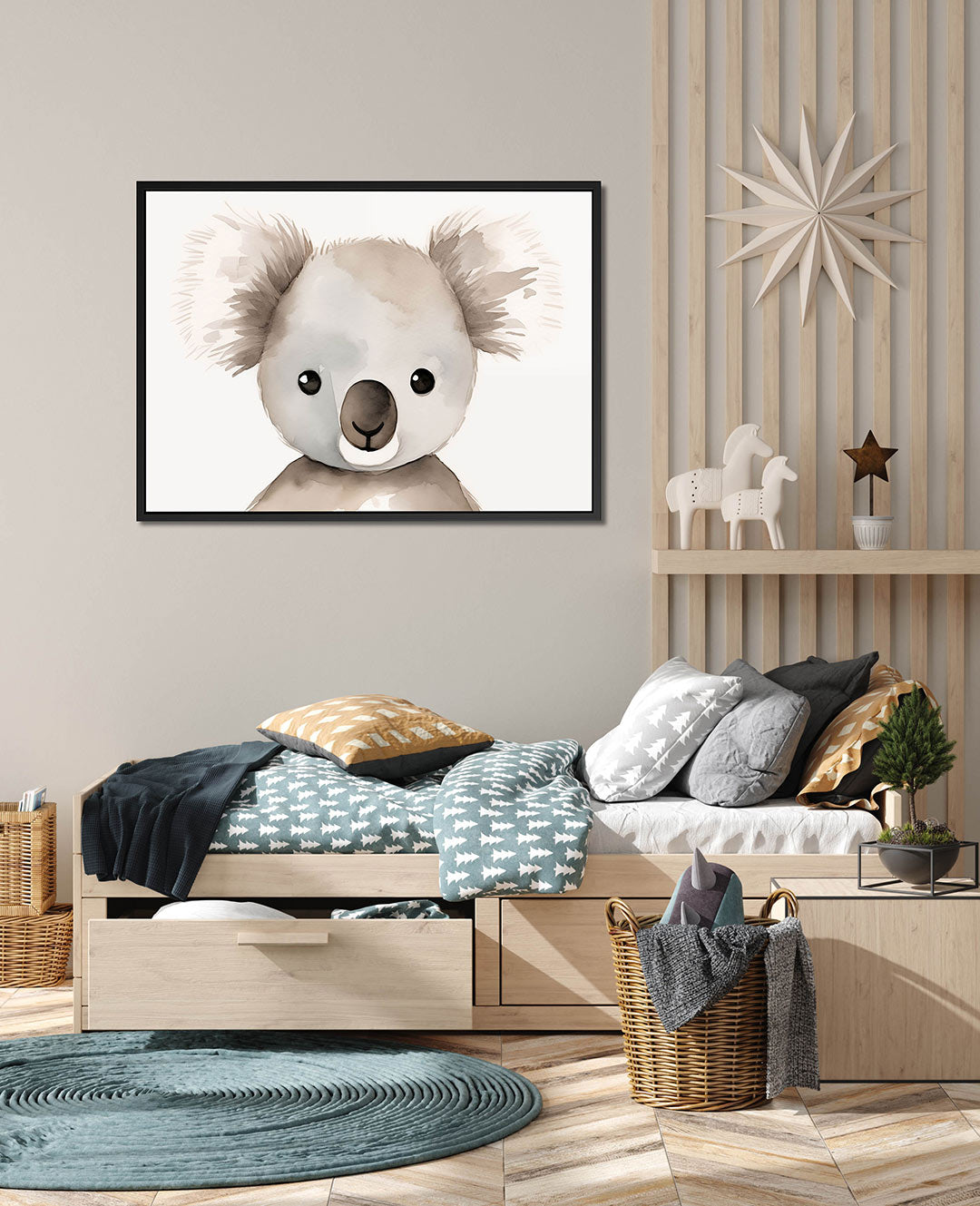 Koala portret – wanddecoratie in interieur