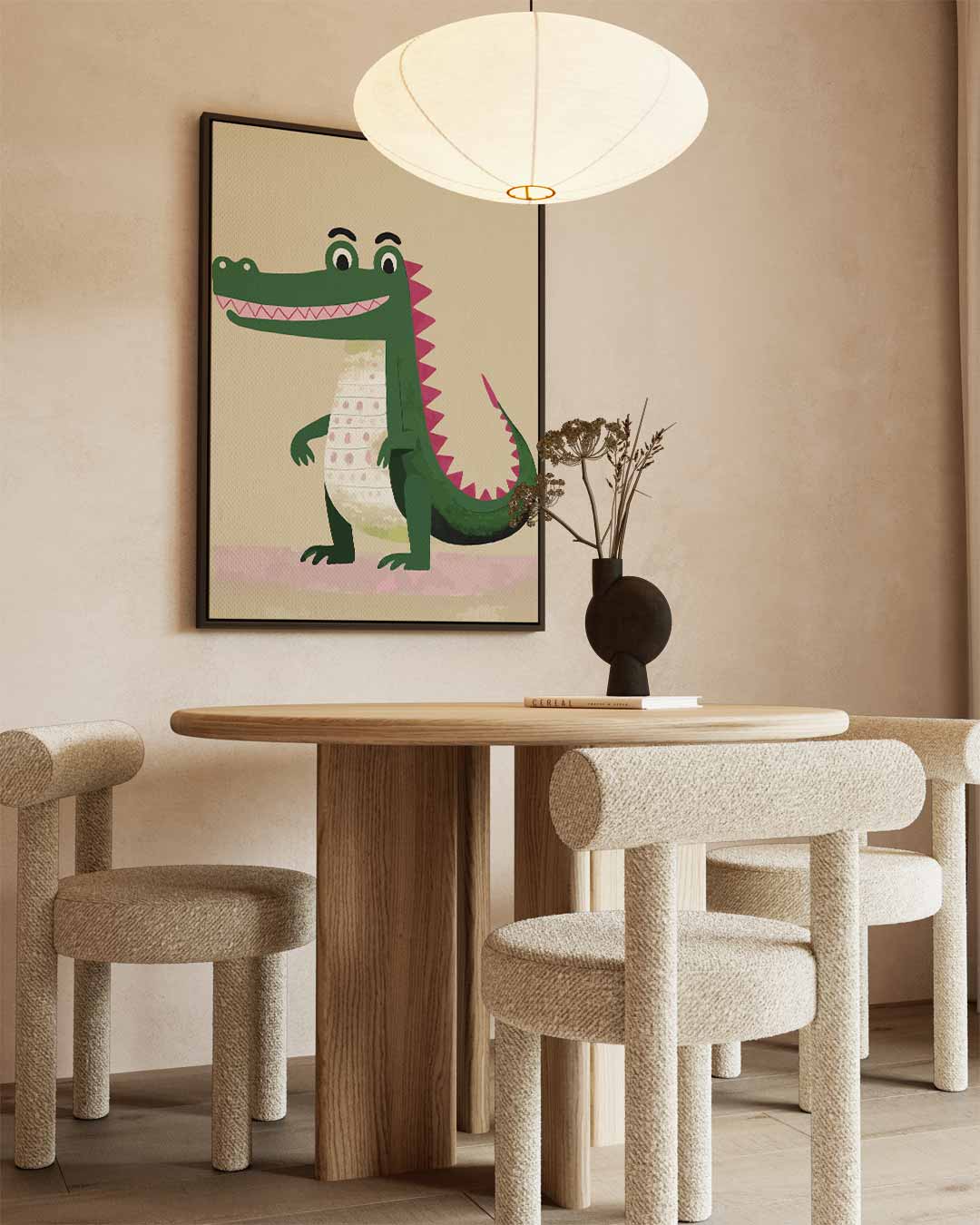 Lachende Krokodil Illustratie – staand kunstwerk voor modern interieur