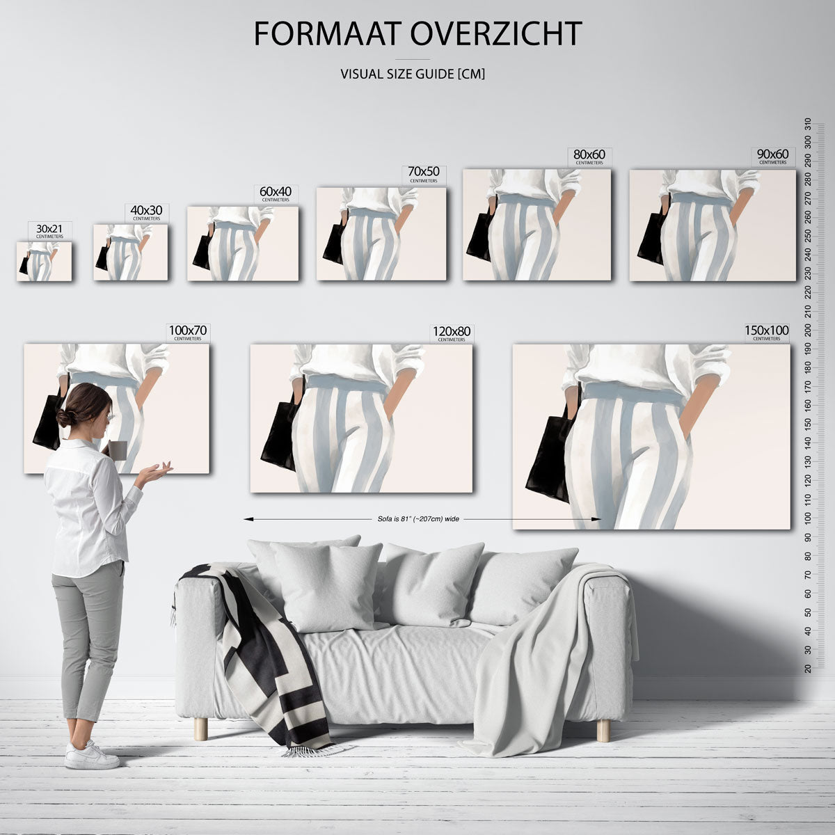 Modefiguur met tas – landscape muurposter met eigentijdse illustratie