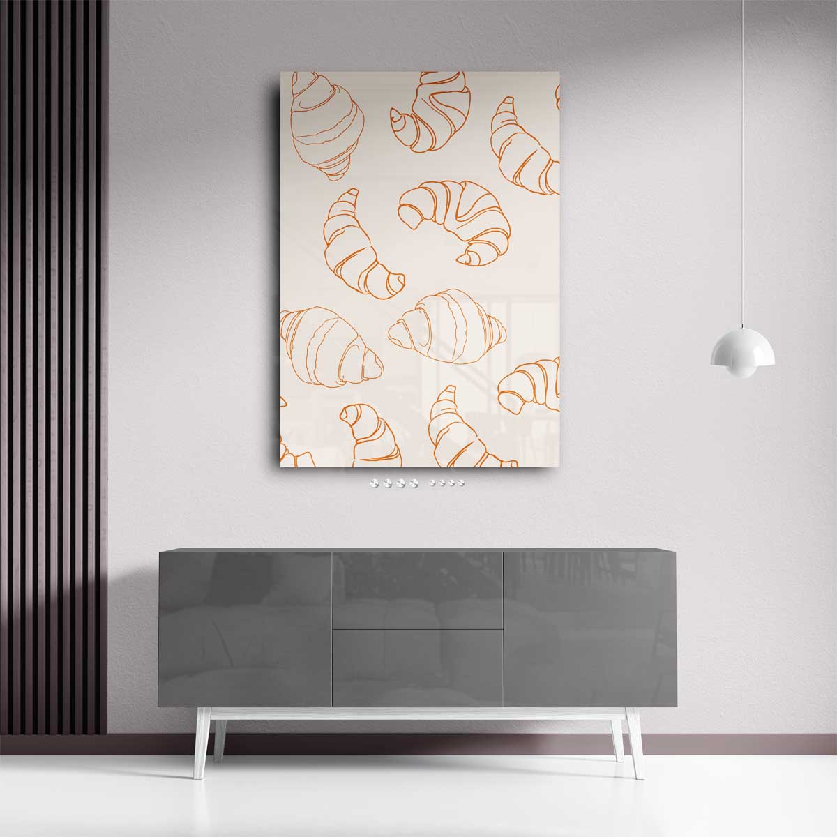 Croissant Illustratie Patroon – kunstwerk met zwarte baklijst