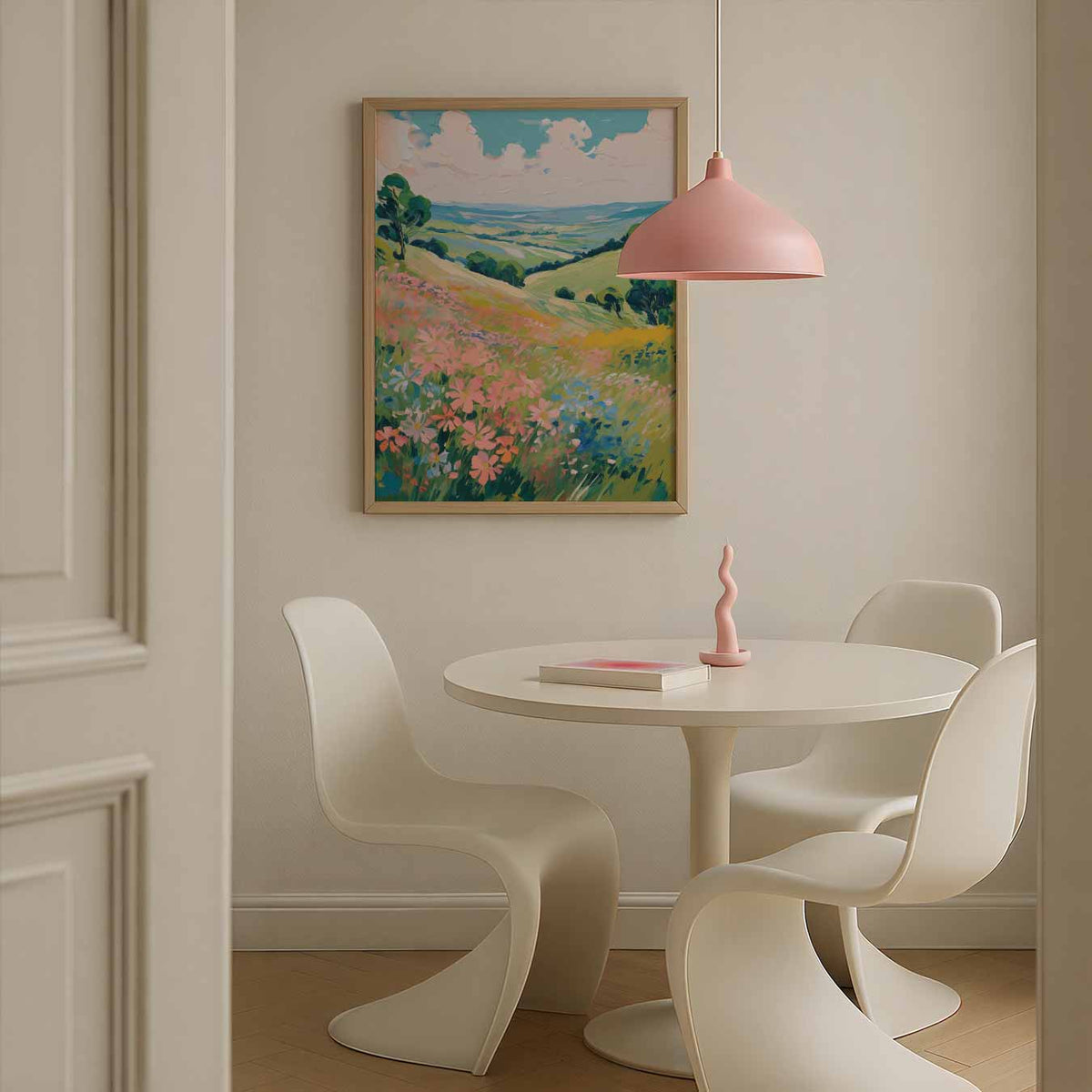 Vrolijke Zomerbloemen Landschap – bloemen poster in staand formaat