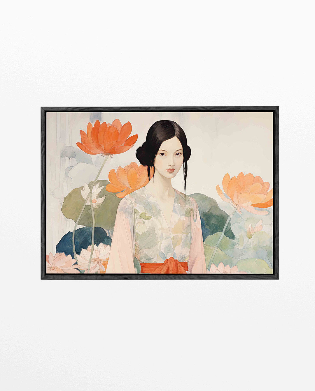 Vrouw met bloemen – liggend keuken kunstwerk