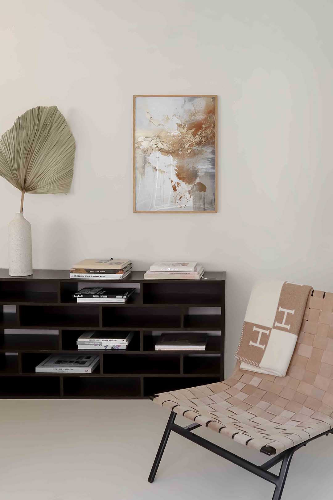 Abstracte beige en witte – zachte abstracte poster in staand formaat