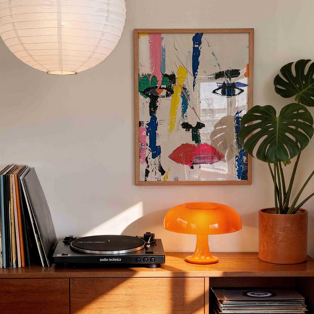 Abstract gezicht – staande kleurrijke wanddecoratie van WallArtistic