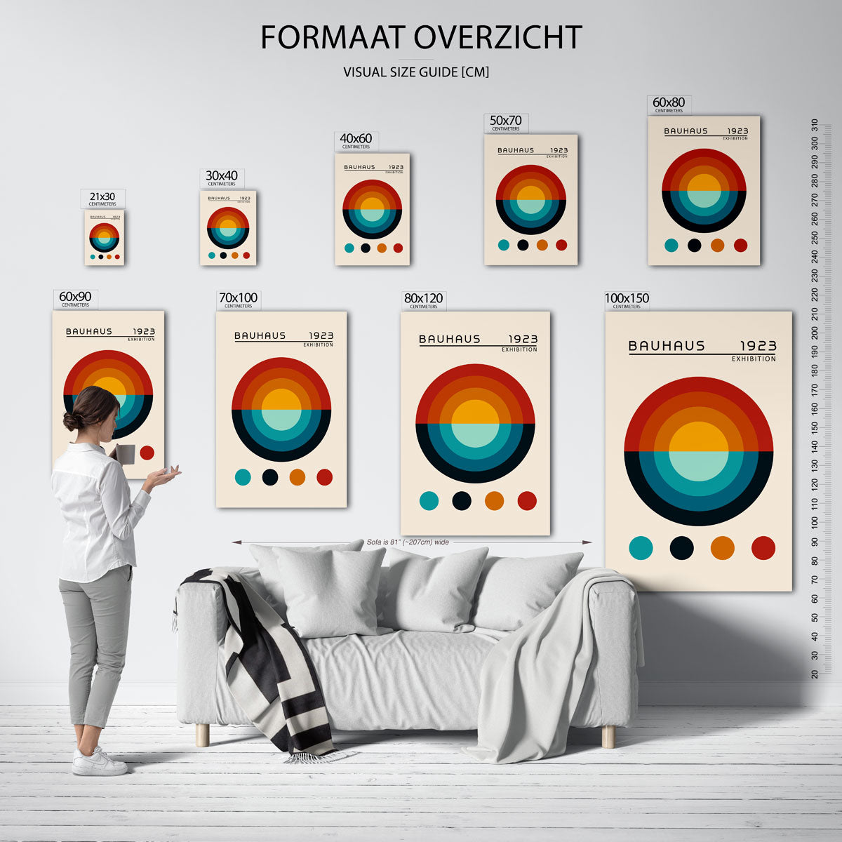 Cirkelvormen en kleur – geometrische poster in Bauhaus-stijl van WallArtistic
