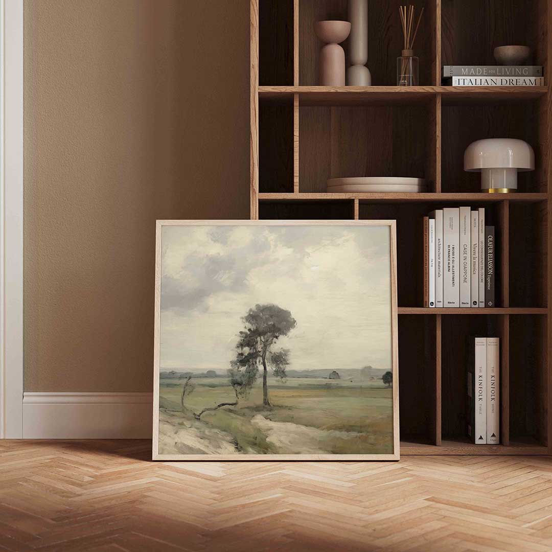 Landschap met boom – vierkante vintage wanddecoratie van WallArtistic