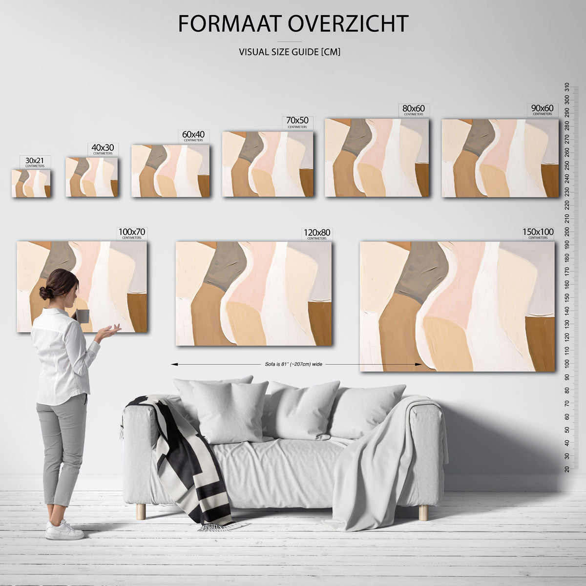 Abstracte vormen – liggende muurposter met kleurrijke abstracte vormen