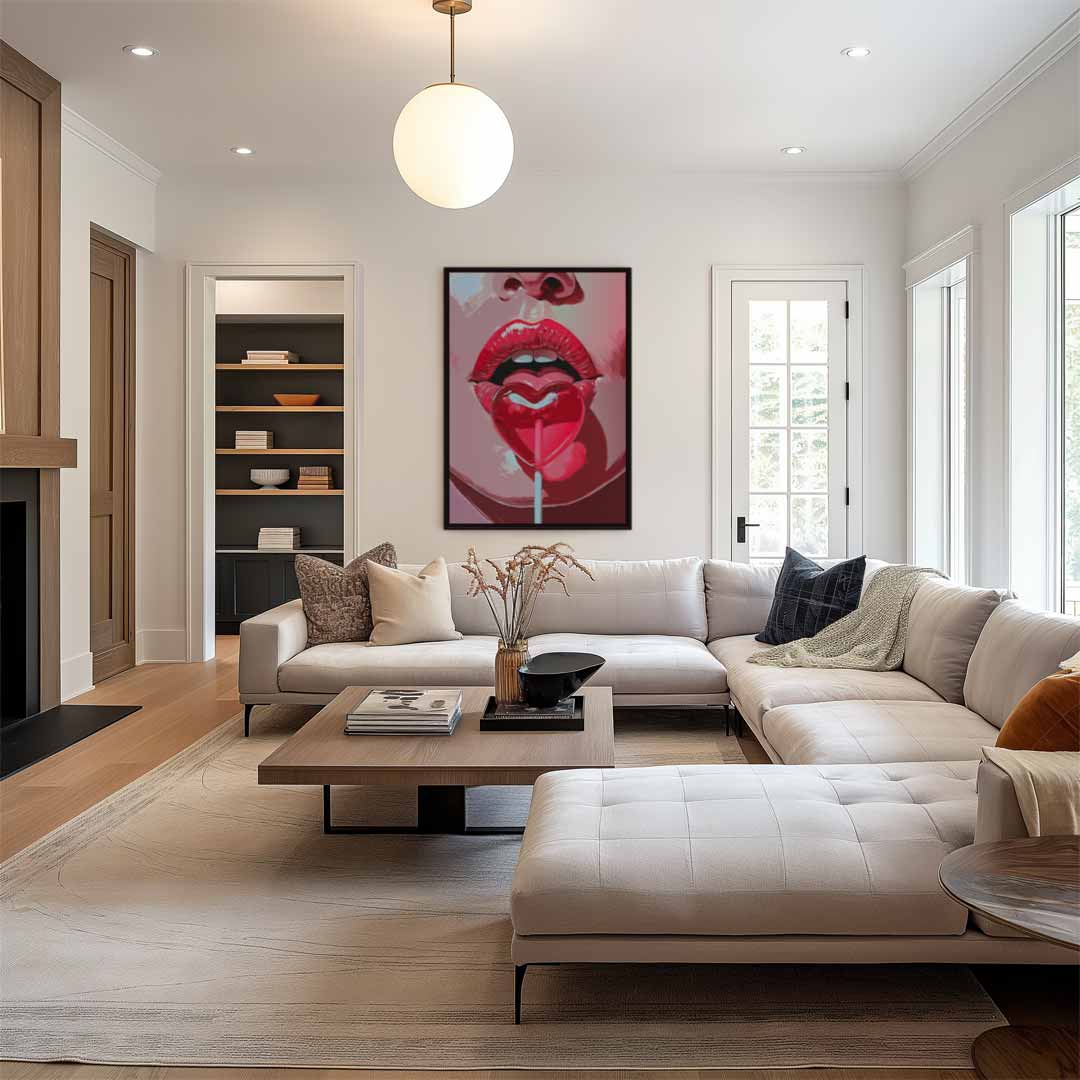 Lollipop Lips – plexiglas wanddecoratie in portret formaat