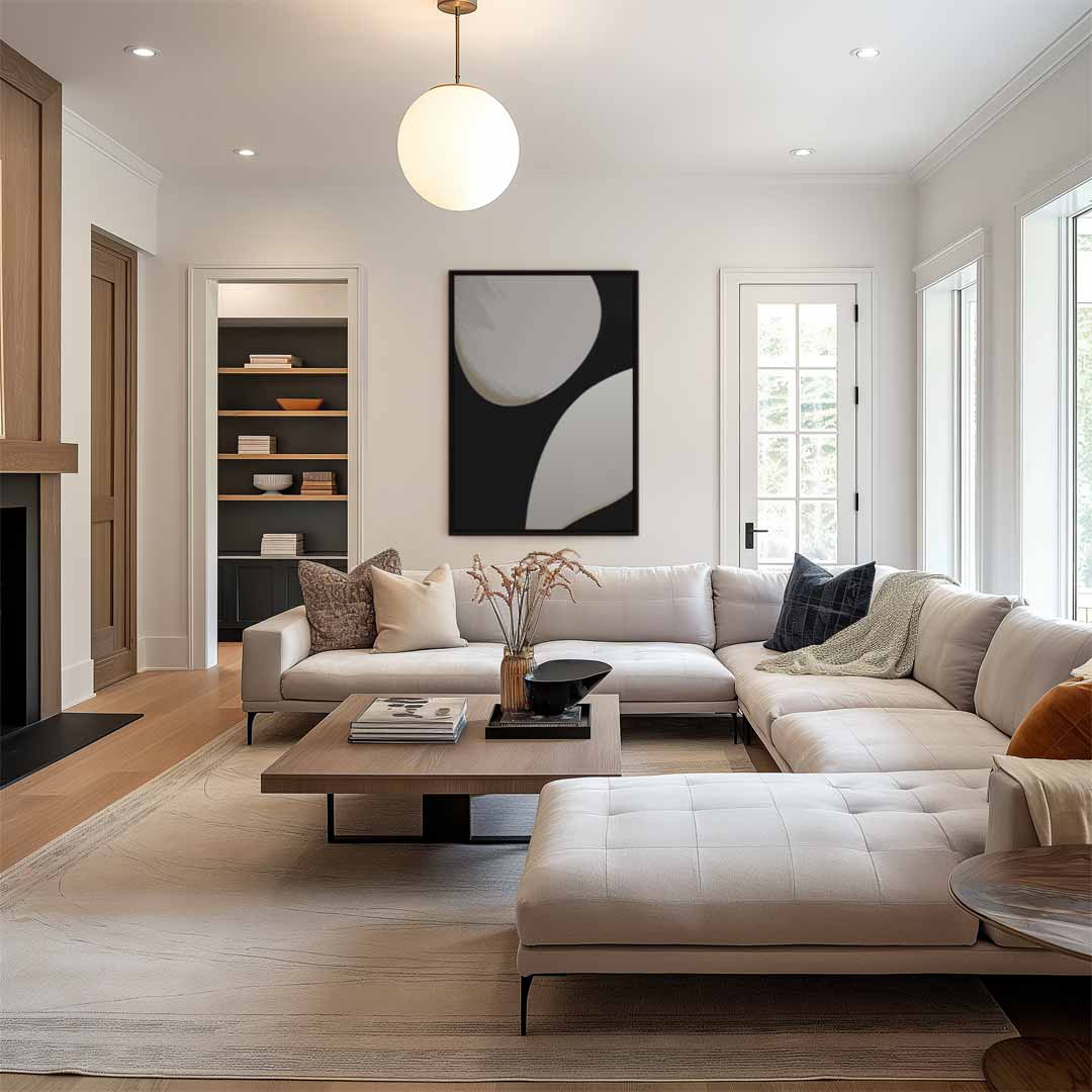 Zwart en Wit Abstractie – staand kunstwerk voor modern interieur