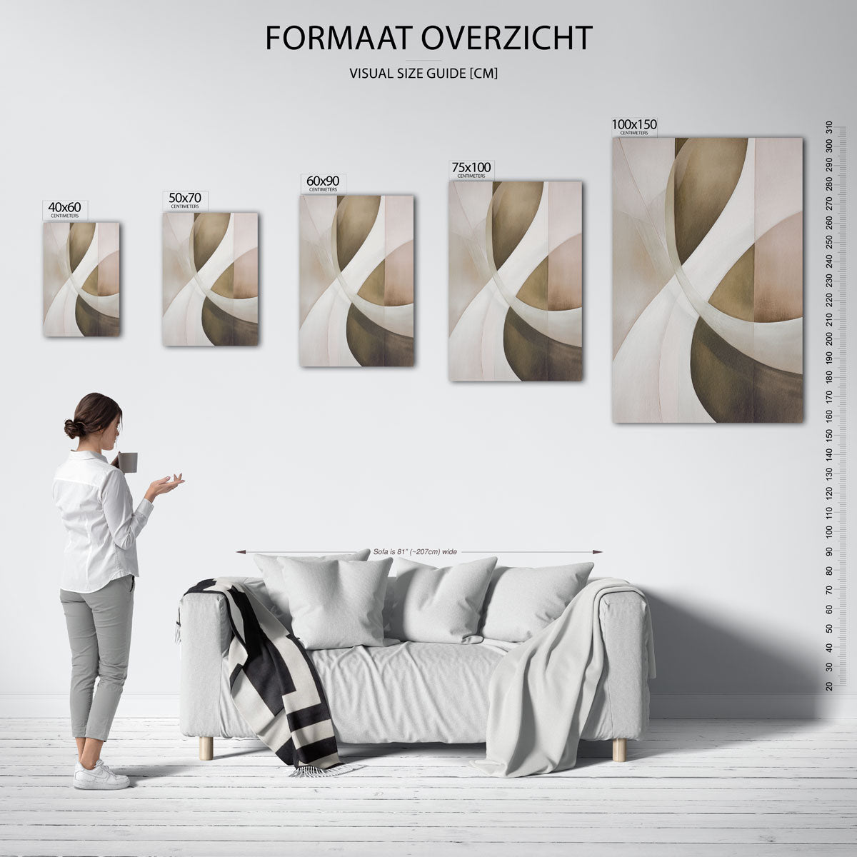 Organische vormen compositie – staand wanddecoratie kunstwerk
