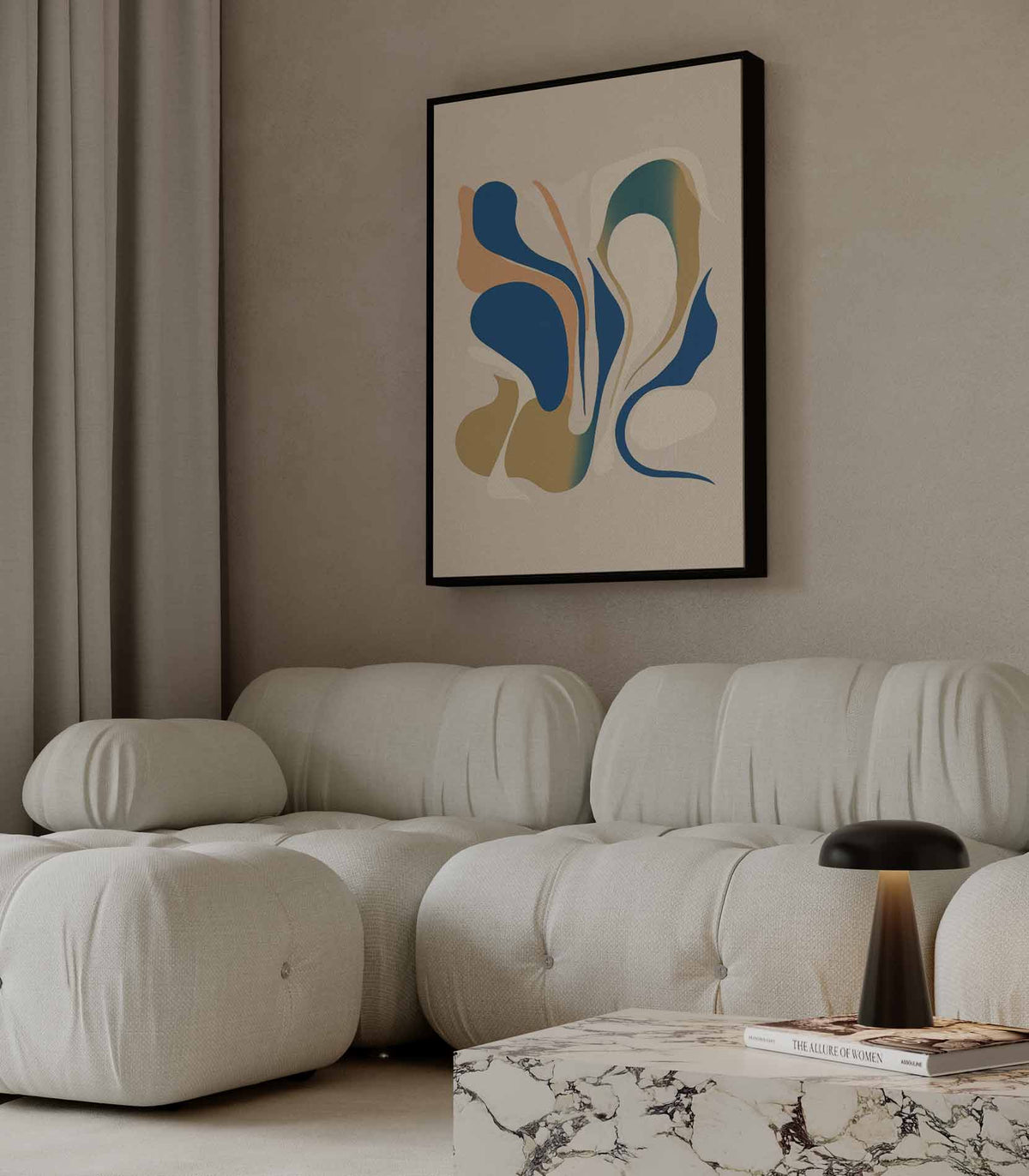 Vloeiende Lijnen in Kleur – portret wandkunst van WallArtistic