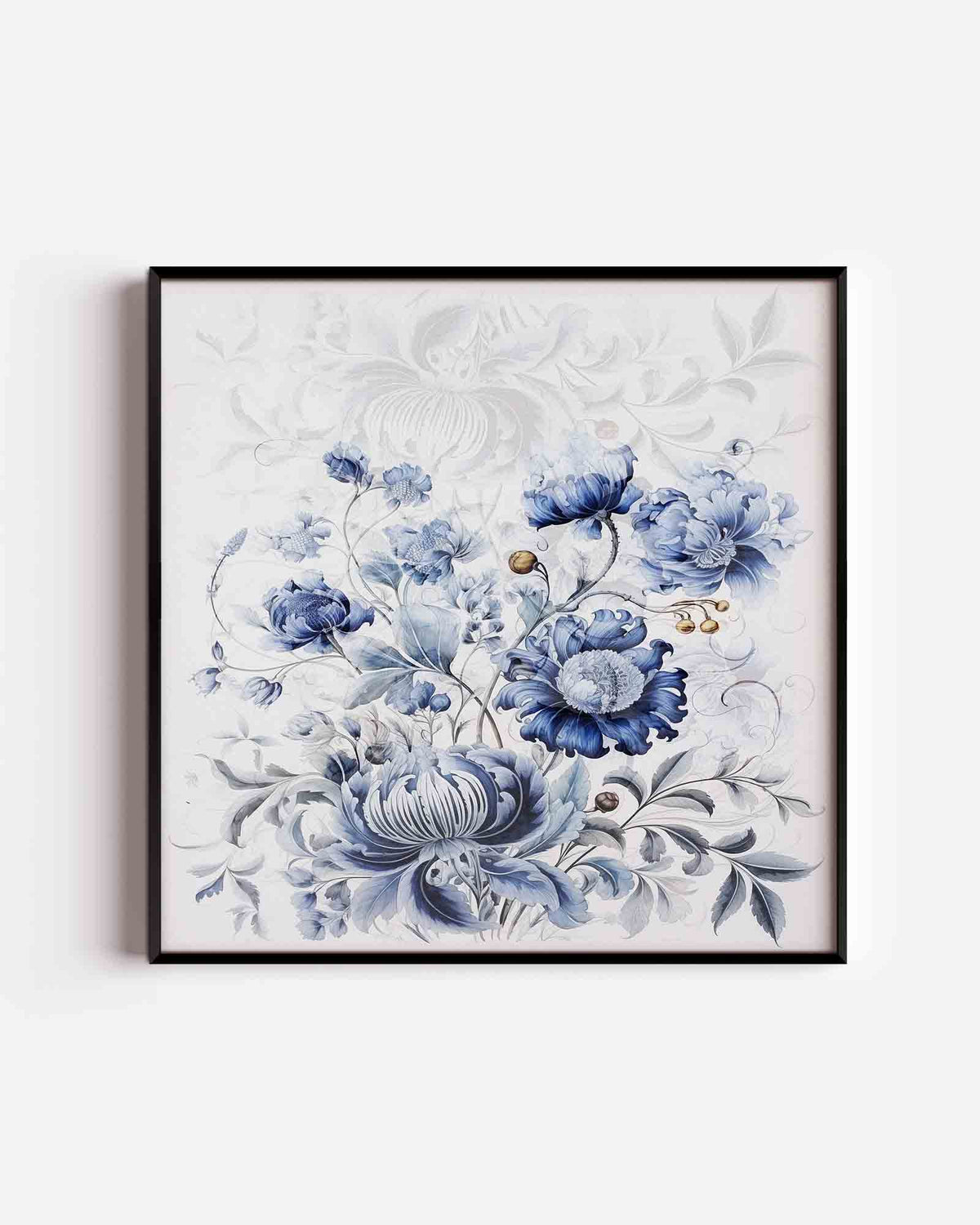 Blauwe bloemen – bloemen vierkante poster als wanddecoratie