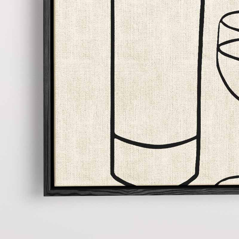 Wijn en Glas Minimalistische Lijntekening – modern portret kunstwerk van WallArtistic