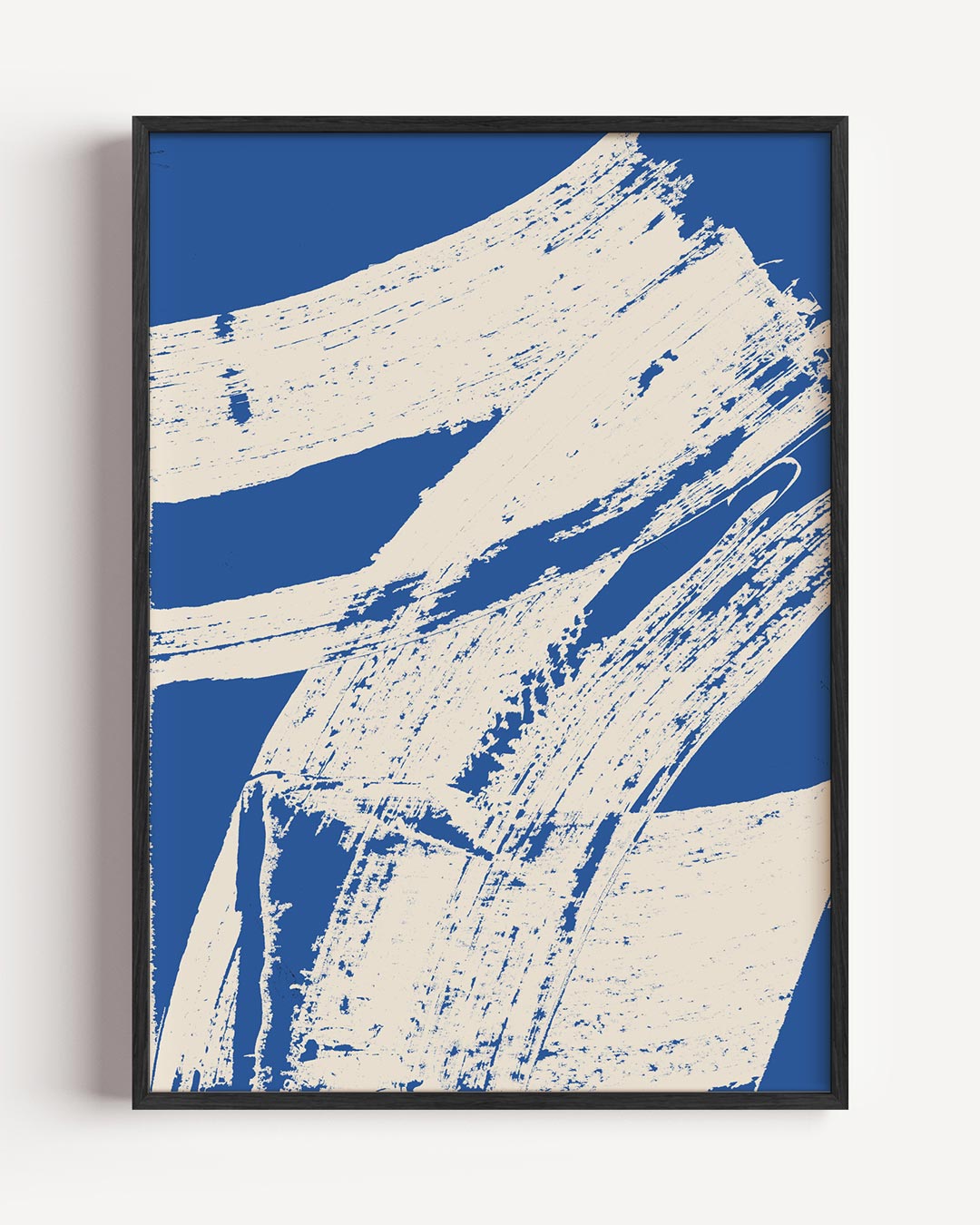 Blauwe Abstracte Borstelstreken – kleurrijke abstracte portret poster als wanddecoratie