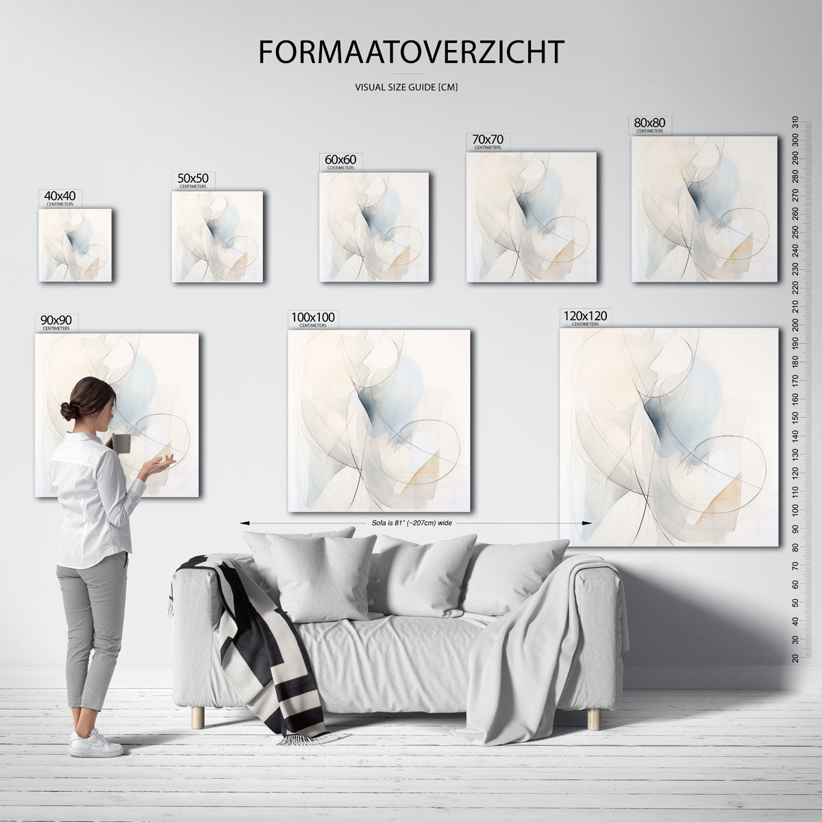 Abstracte lijnen – vierkante muurposter met kleurrijke vormen