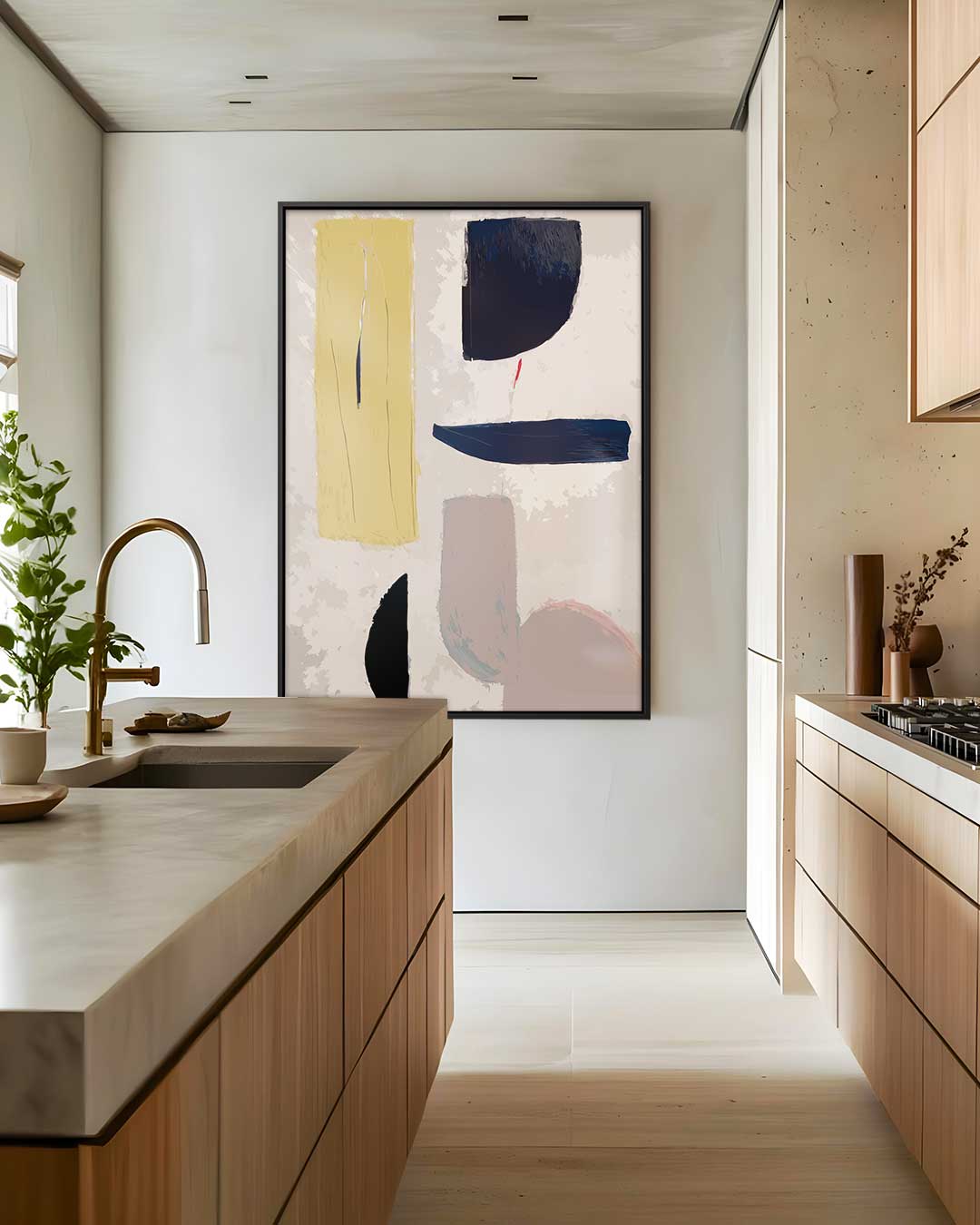 Moderne Abstracte Compositie – dibond wanddecoratie in staand formaat