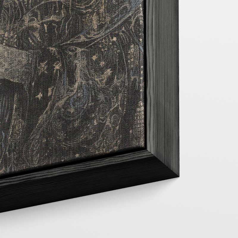 Mystieke Maan Beschouwer – kunstwerk met zwarte baklijst