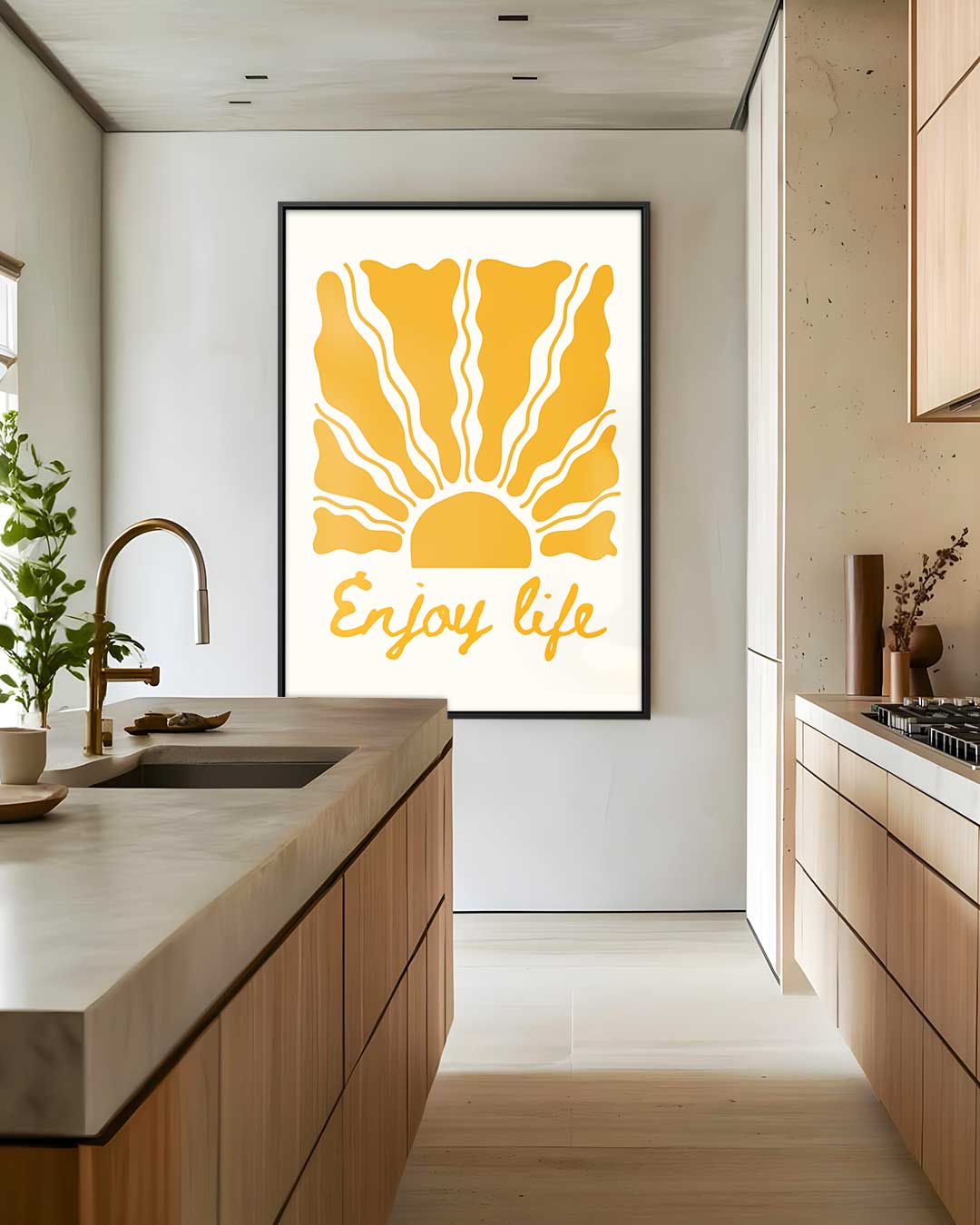 Stralende Zon 'Enjoy Life' Kunstwerk – modern portret kunstwerk van WallArtistic