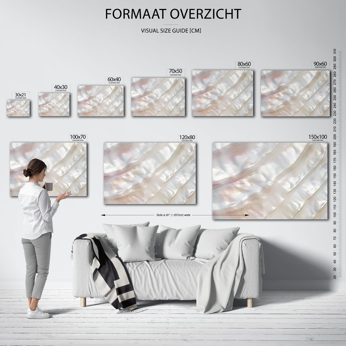 Glanzende parelmoer – liggende muurposter met kleurrijke abstracte vormen