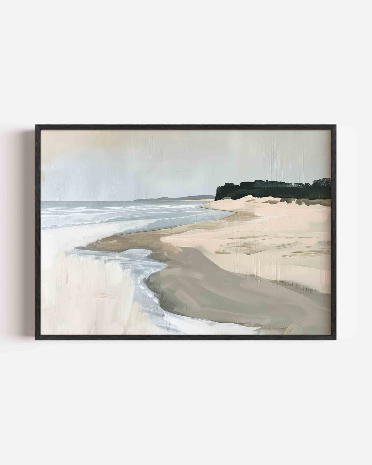 Strand en zee – hedendaagse illustratie poster in landscape formaat