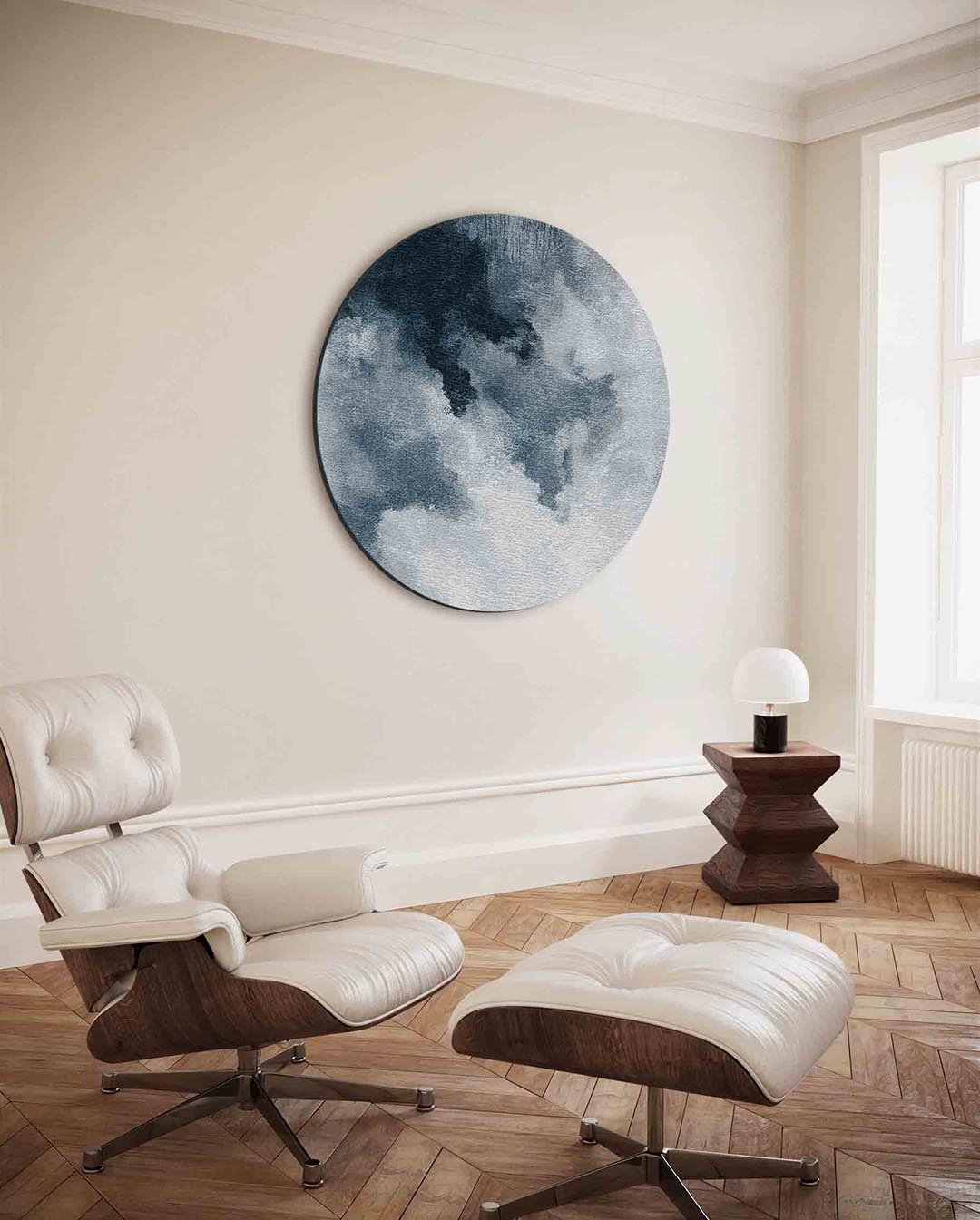 Abstracte wolken – ronde wanddecoratie met abstract ontwerp