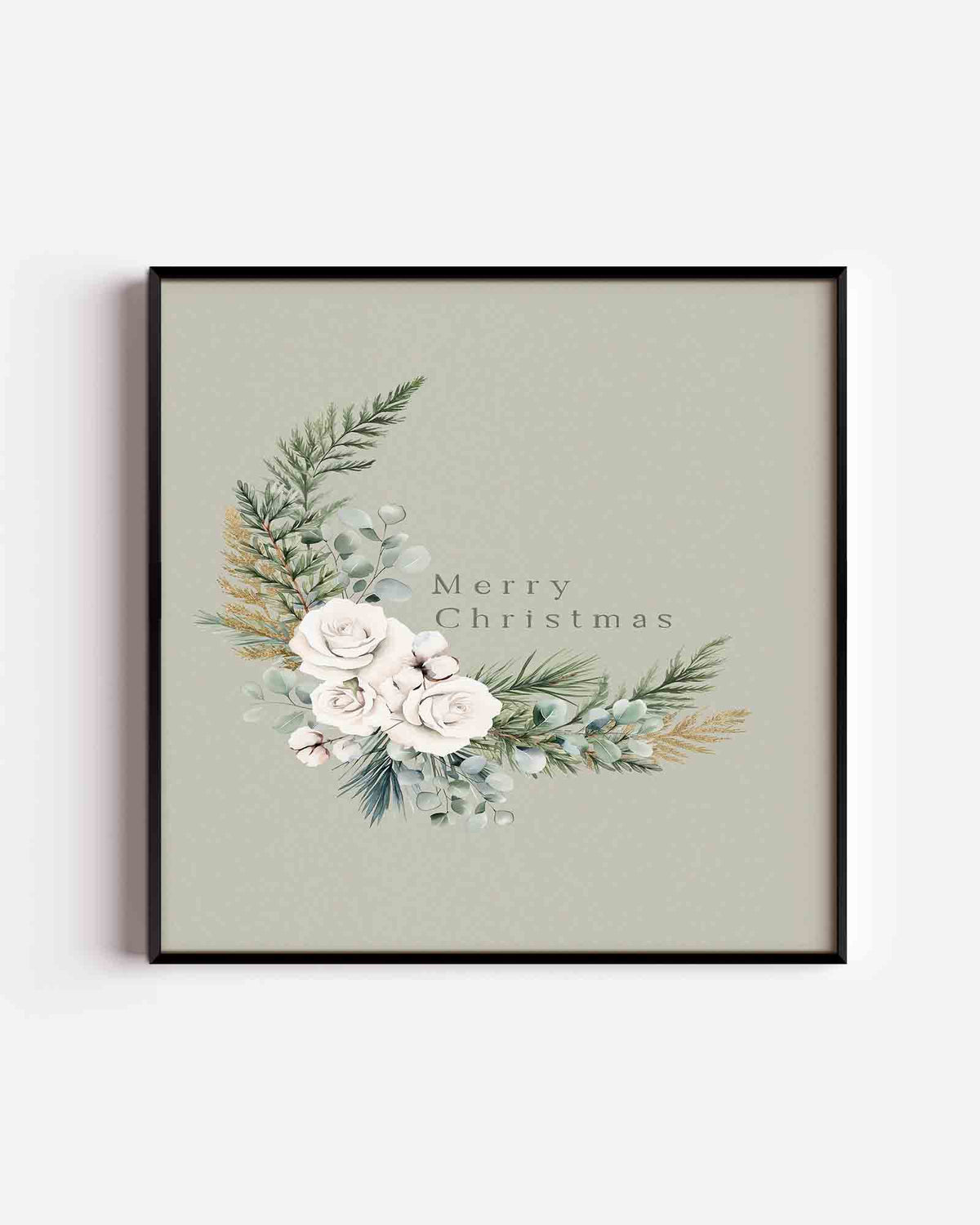 Kerstgroen en rozen – kerst vierkante poster als wanddecoratie