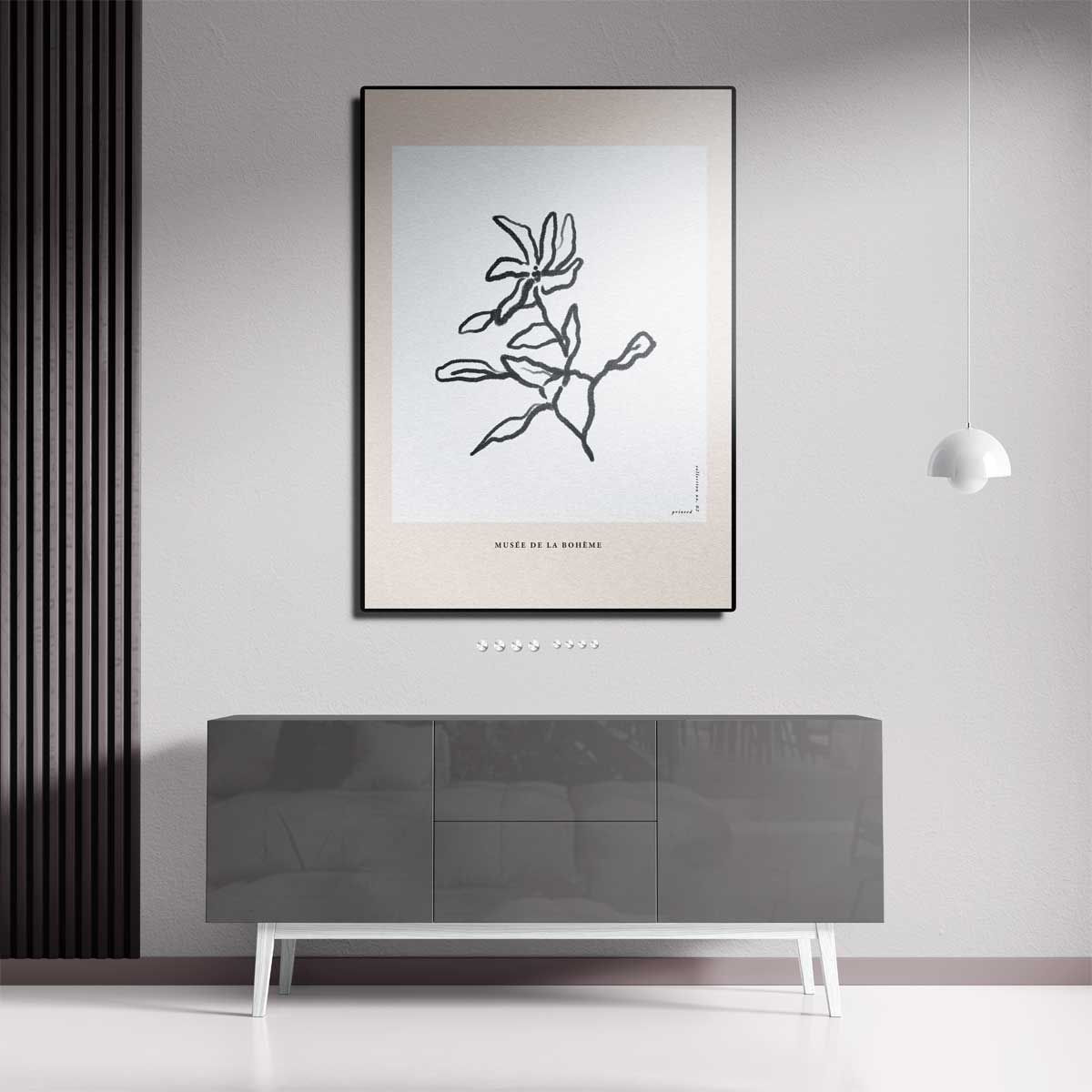 Elegante Bloemillustratie – canvas kunstwerk als wanddecoratie