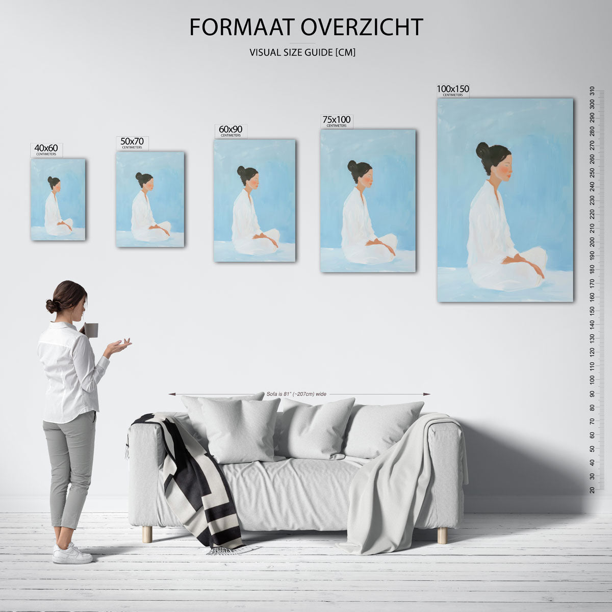 Rustige zittende vrouw – staand wanddecoratie kunstwerk