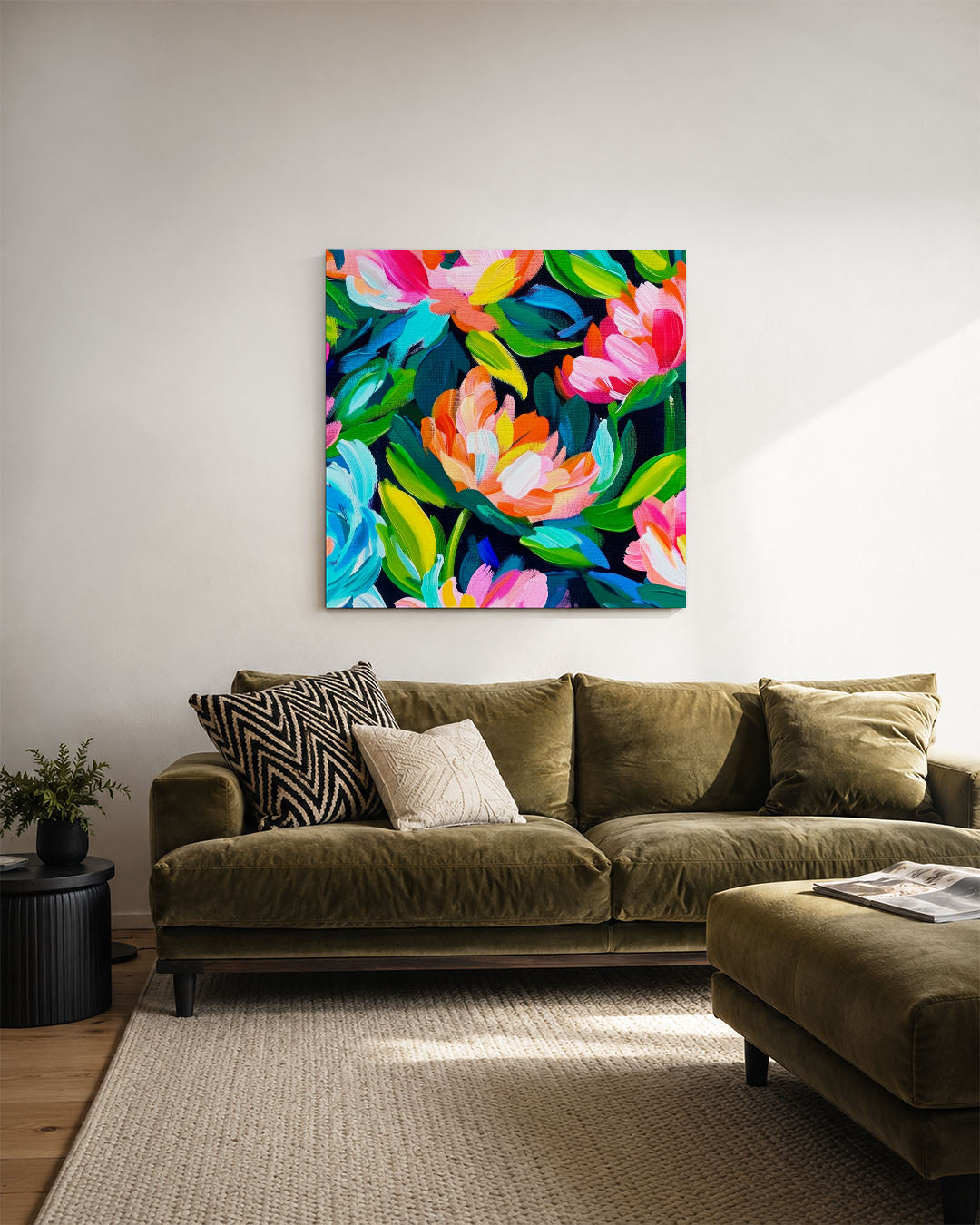 Kleurrijke bloemenpracht kunstwerk – derde productweergave – dit kunstwerk toont een levendige compositie van bloemen in
