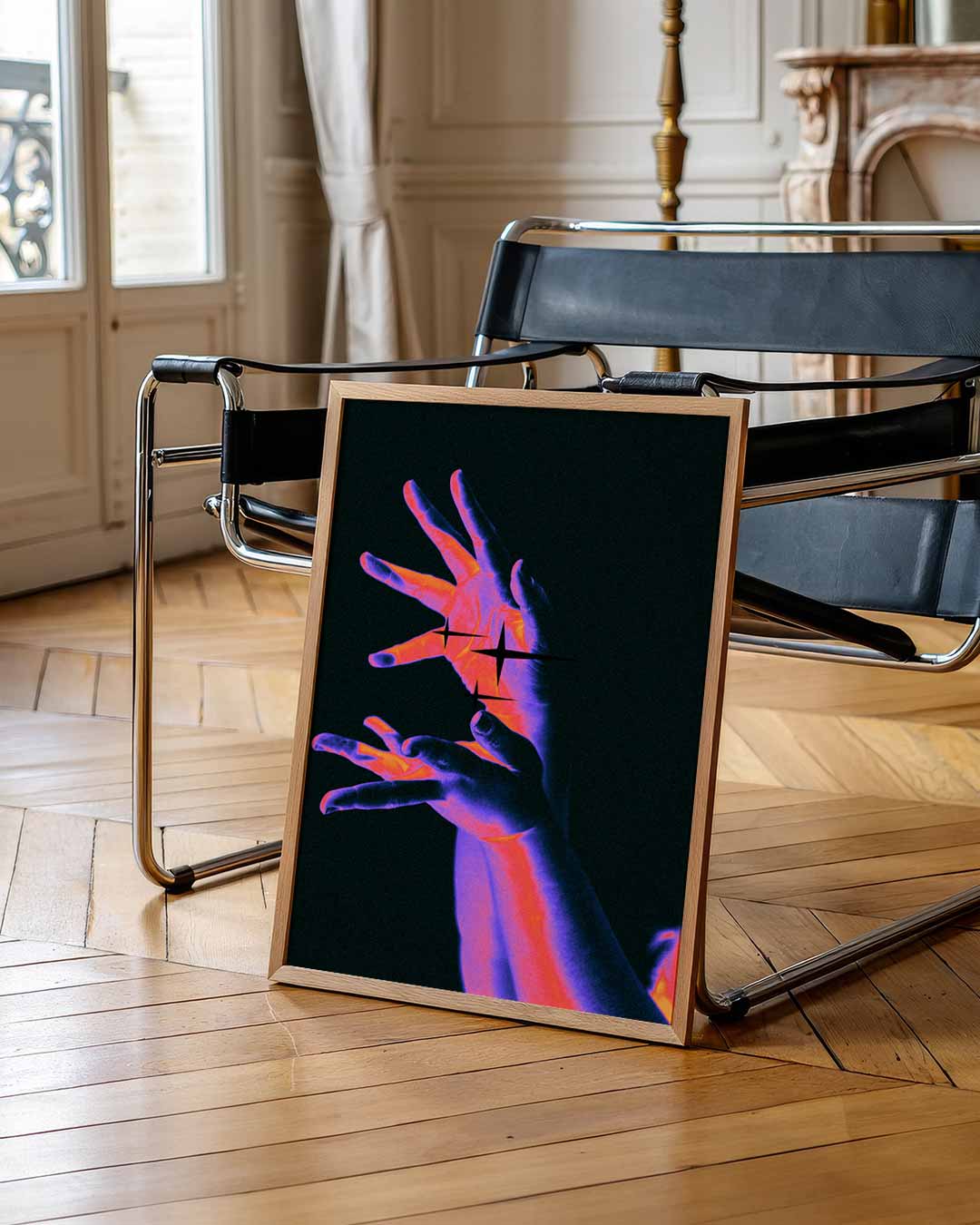 Neon Handen – urban poster in staand formaat
