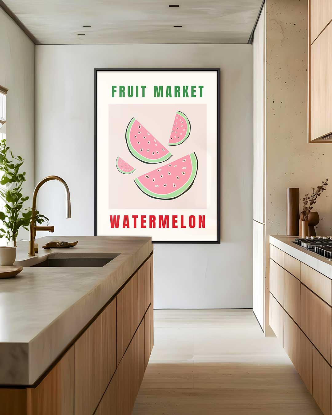 Zomerse Watermeloen Illustratie – staand kunstwerk voor modern interieur