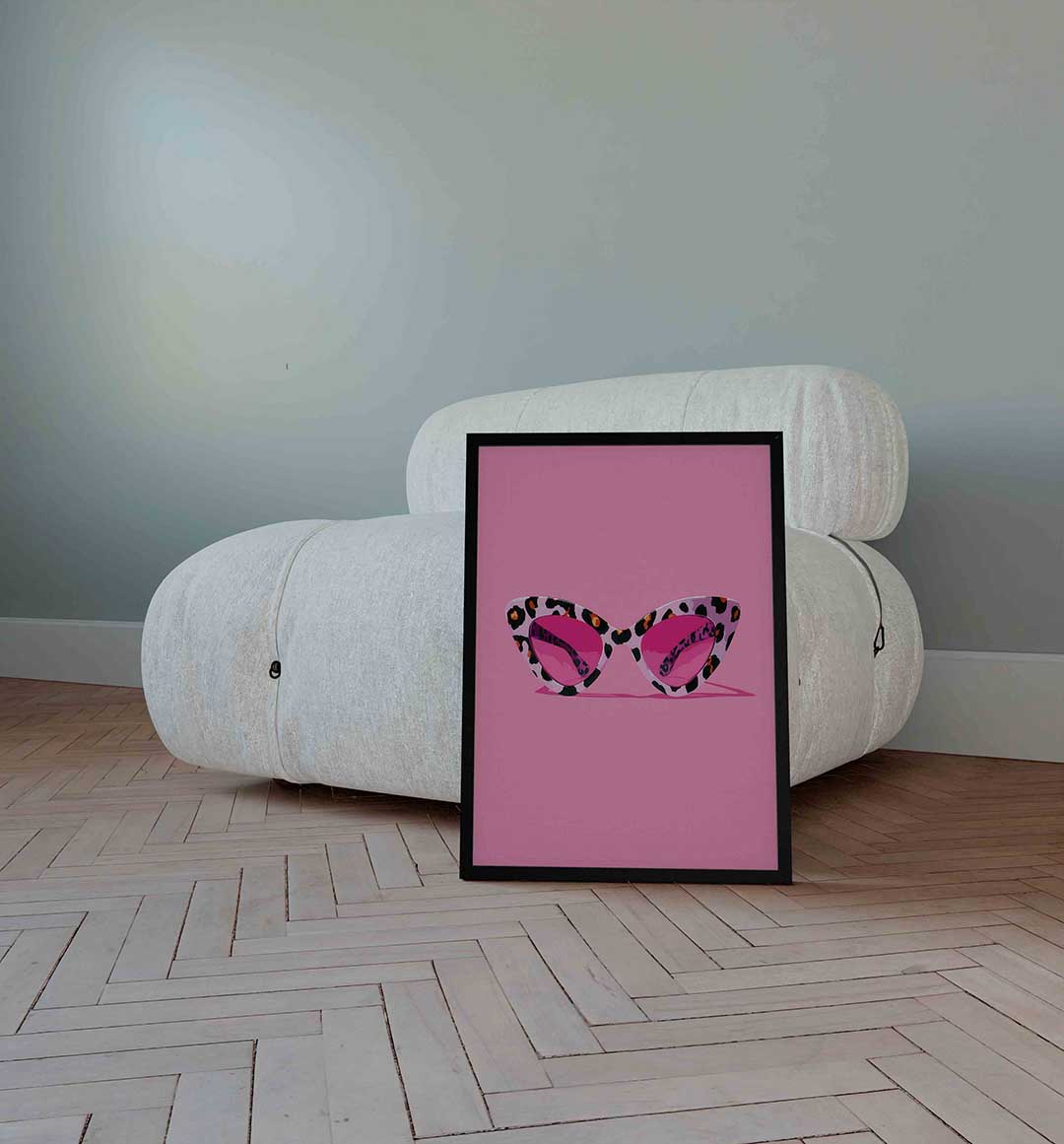 Zonnebril met luipaardprint – Pop Art wandkunst als portret poster