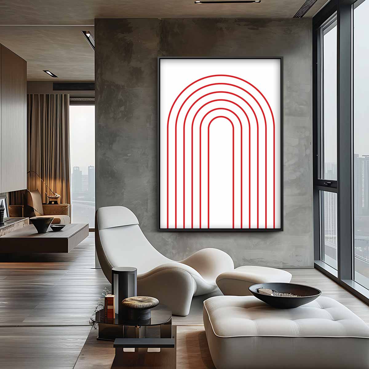 Moderne Rode Boog – canvas wanddecoratie in portret formaat