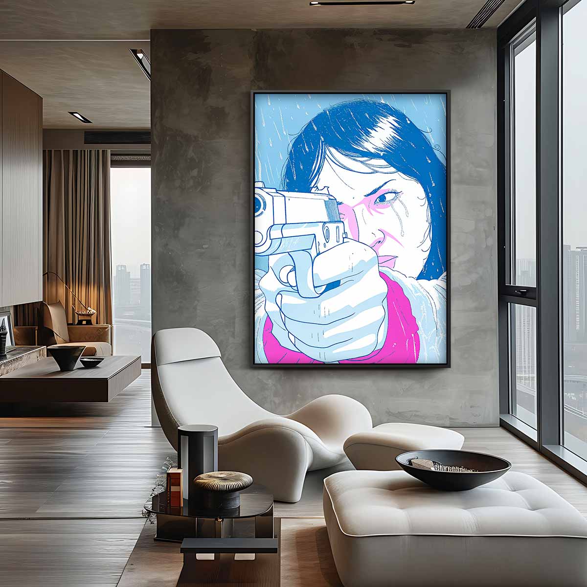 Moed en Vastberadenheid - Een Moderne Krijger – canvas wanddecoratie in portret formaat