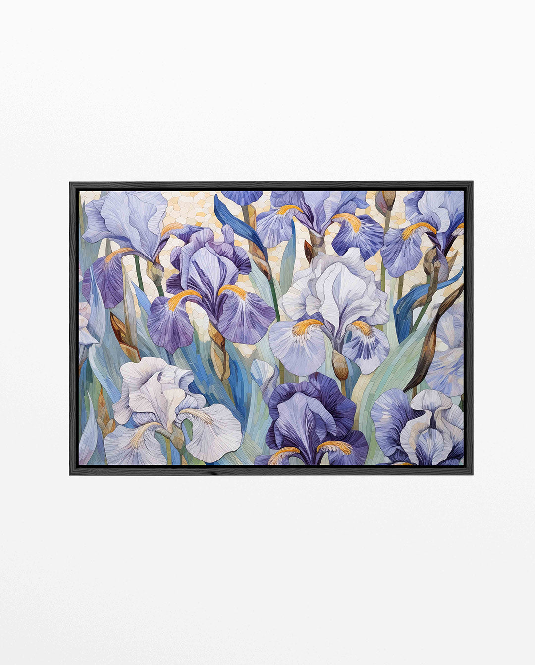 Bloemrijke irissen – liggend bloemen kunstwerk
