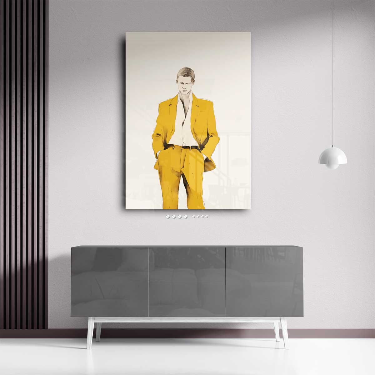 Elegante Stijl in Geel – kunstwerk met zwarte baklijst
