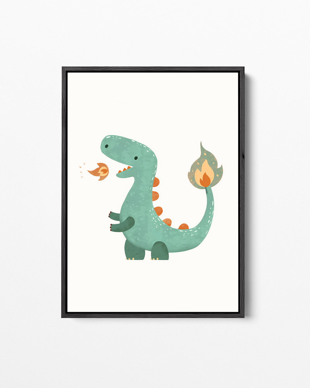 Speelse dinosaurus illustratie – staand wanddecoratie kunstwerk