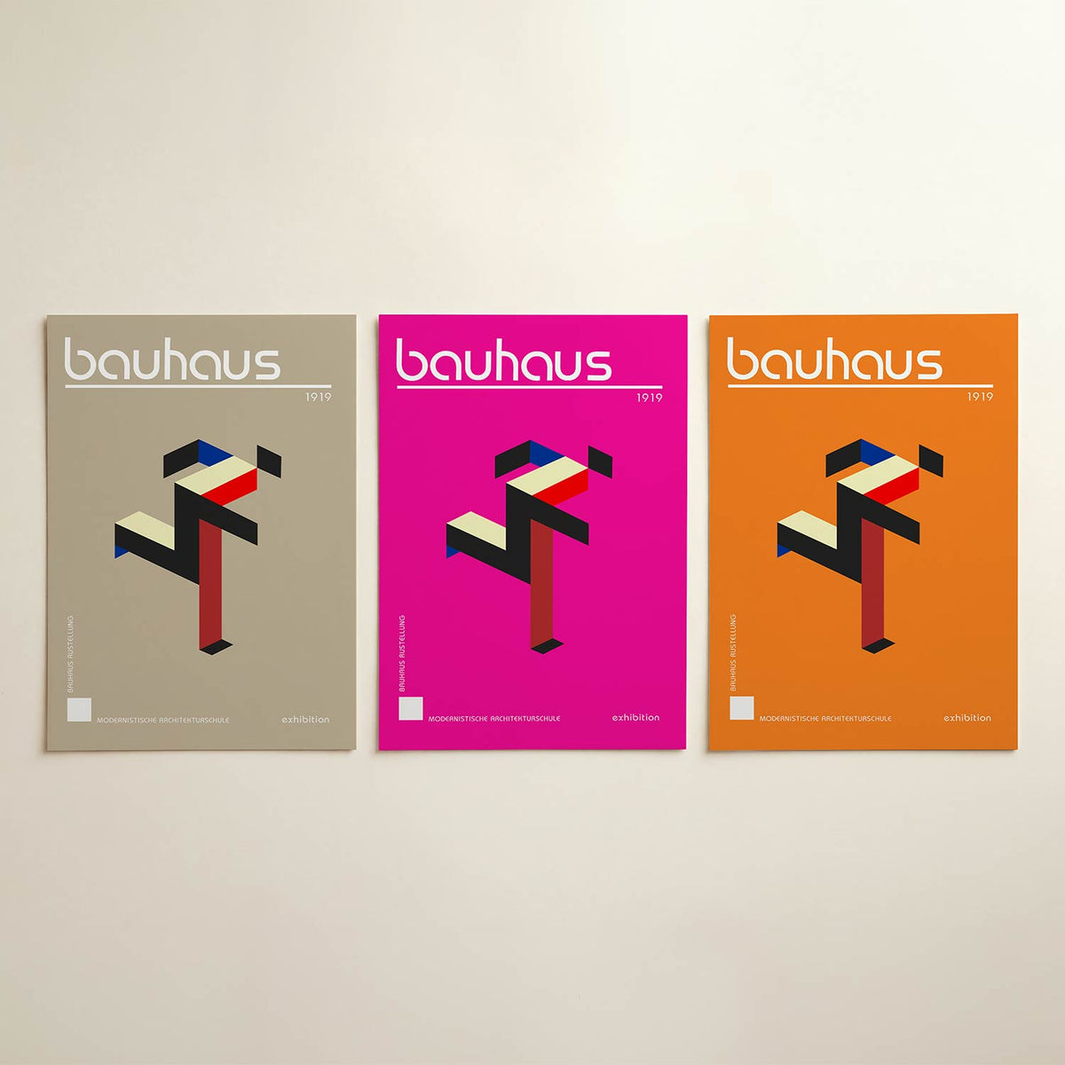 Vorm en kleur posterset – detailweergave – deze posterset in drie delen toont een dynamisch lijnenspel met blokken in zwart