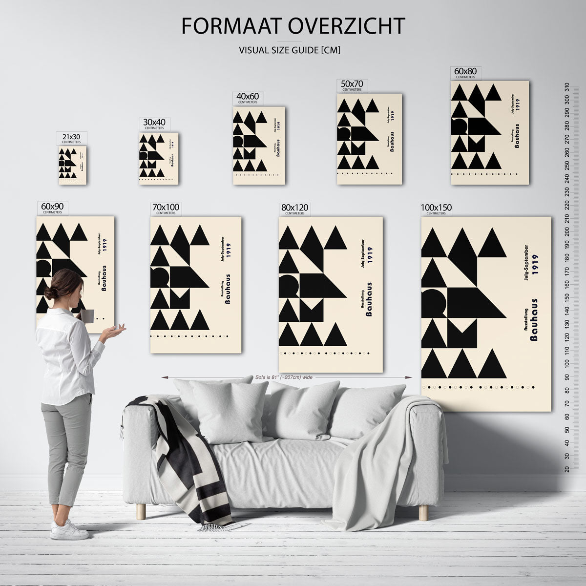 Geometrisch lijnenspel – geometrische poster in Bauhaus-stijl van WallArtistic