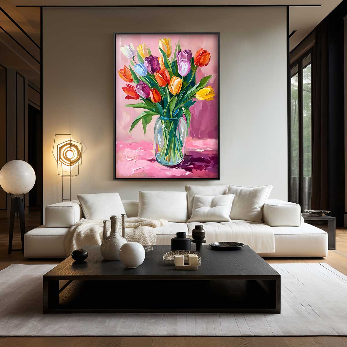 Kleurrijk Tulpenboeket – canvas wanddecoratie in portret formaat