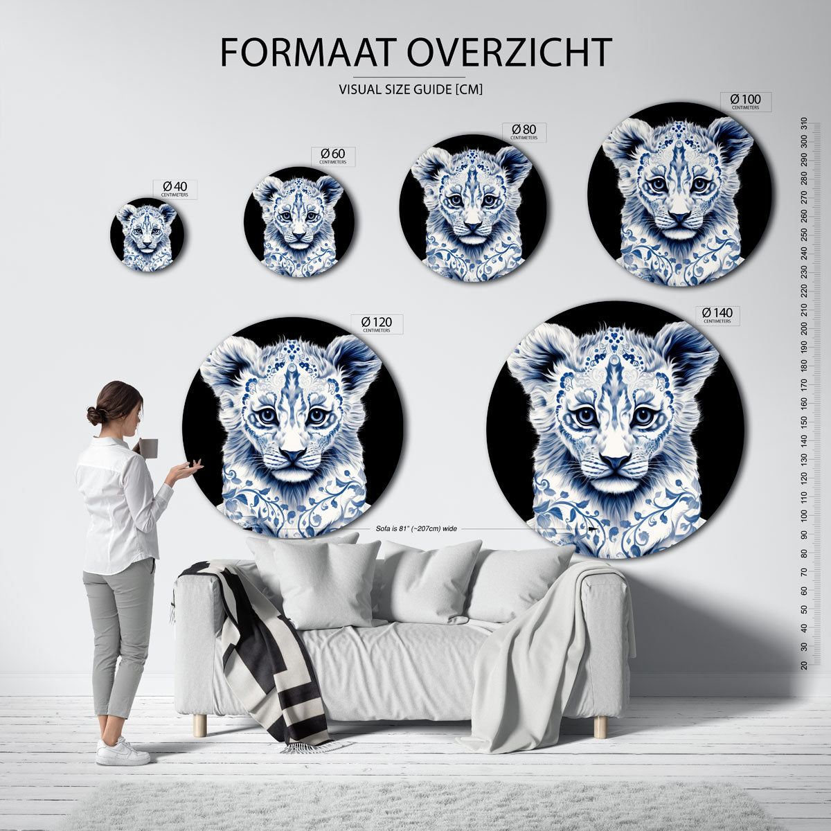 Leeuwenwelp – abstracte wandkunst met textuur als muurcirkel