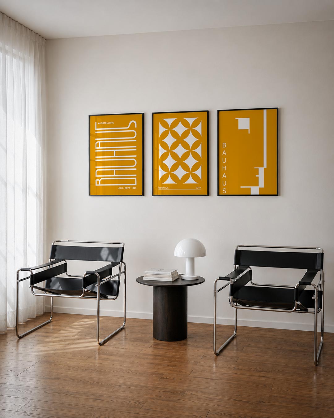 Lijnen en kleurvlakken posterset – derde productweergave – deze posterset in drie delen toont een speels lijnenspel op een