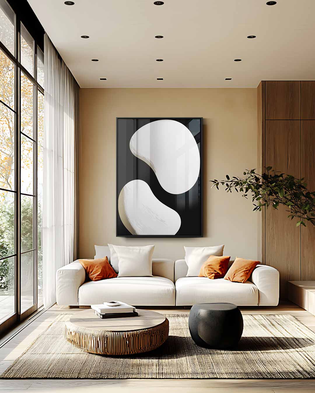 Yin en Yang Abstractie – staande wandkunst voor woonkamer of interieur