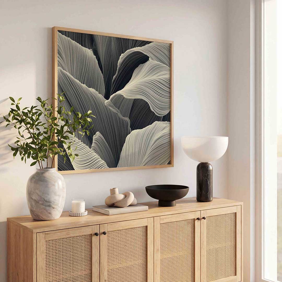 Golvende lijnen – abstracte wandkunst als vierkante poster