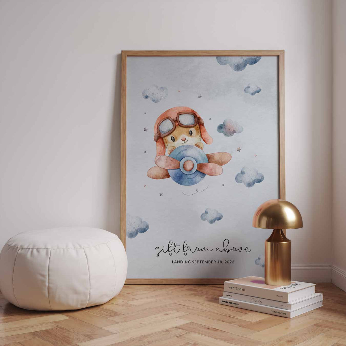 Lieve Piloot – speelse wandkunst als portret kinderposter