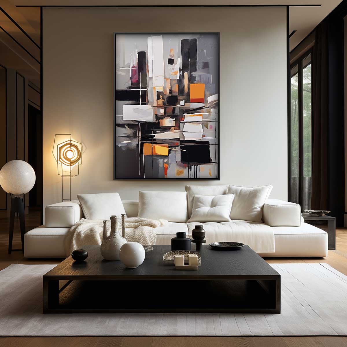 Abstract Stadsleven Schilderij – modern portret kunstwerk van WallArtistic