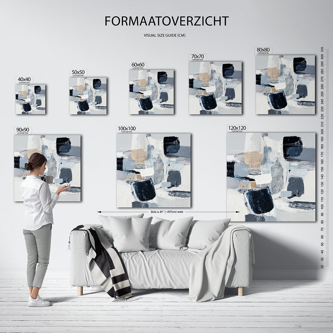Geometrische compositie kunstwerk – materiaalweergave – dit werk toont een dynamische mix van rechthoeken en vierkanten in